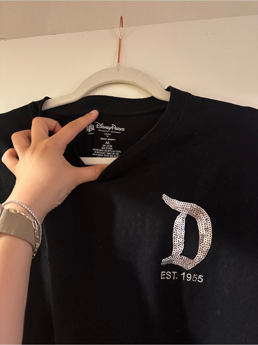 Disney Black Tee with Silver Sequin 'D' Logo - Picture 2 of 3
